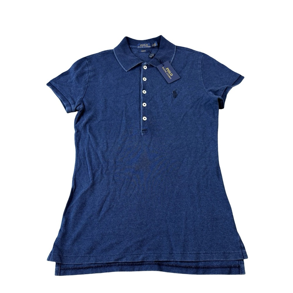 Polo Ralph Lauren Indigo Blue Womens S/S Polo Shirt Size XS Slim NWT